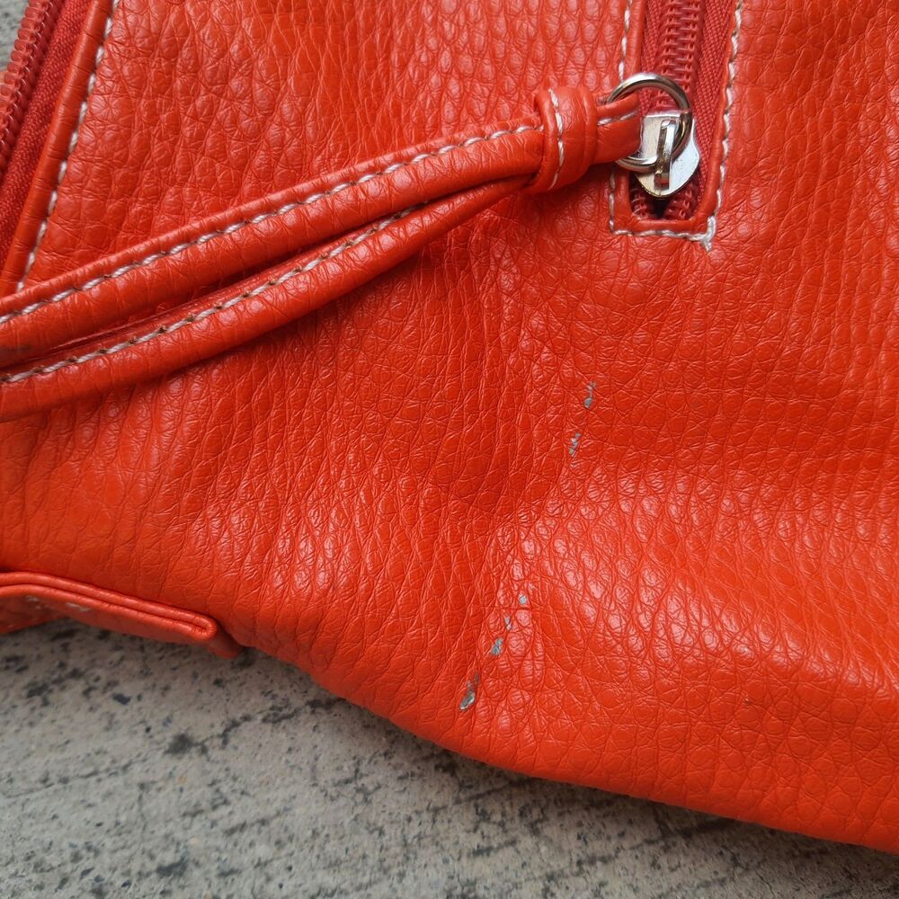 Red by Marc Ecko Studded Shoulder Purse Pebbled Hobo Bag Y2K Orange - Picture 4 of 7